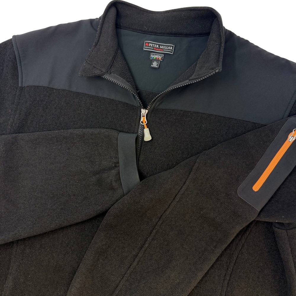 Peter Millar Mens XL Warmth Element Black Full Zip Fleece Jacket E4 Golf Layer